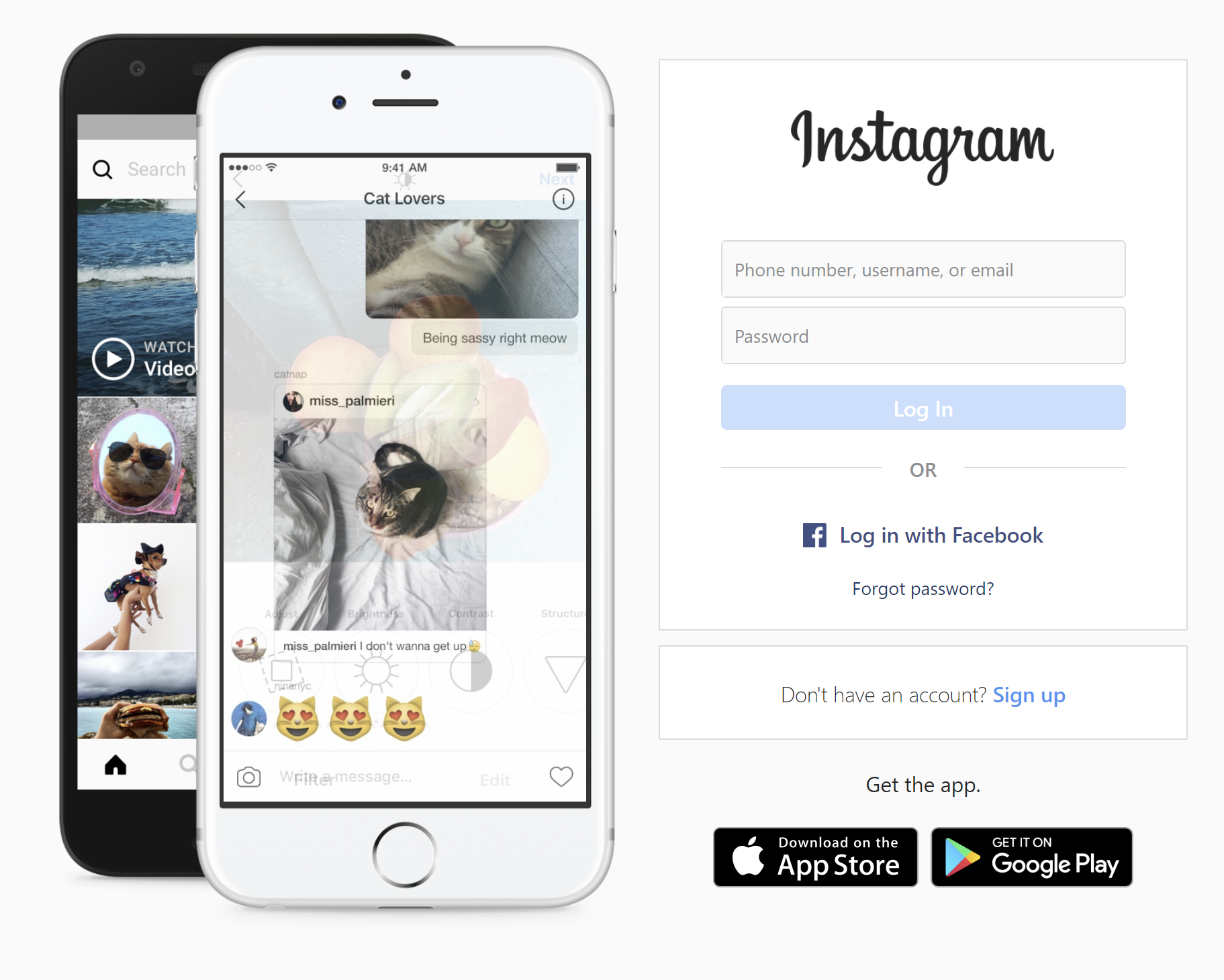 Web de login de instagram