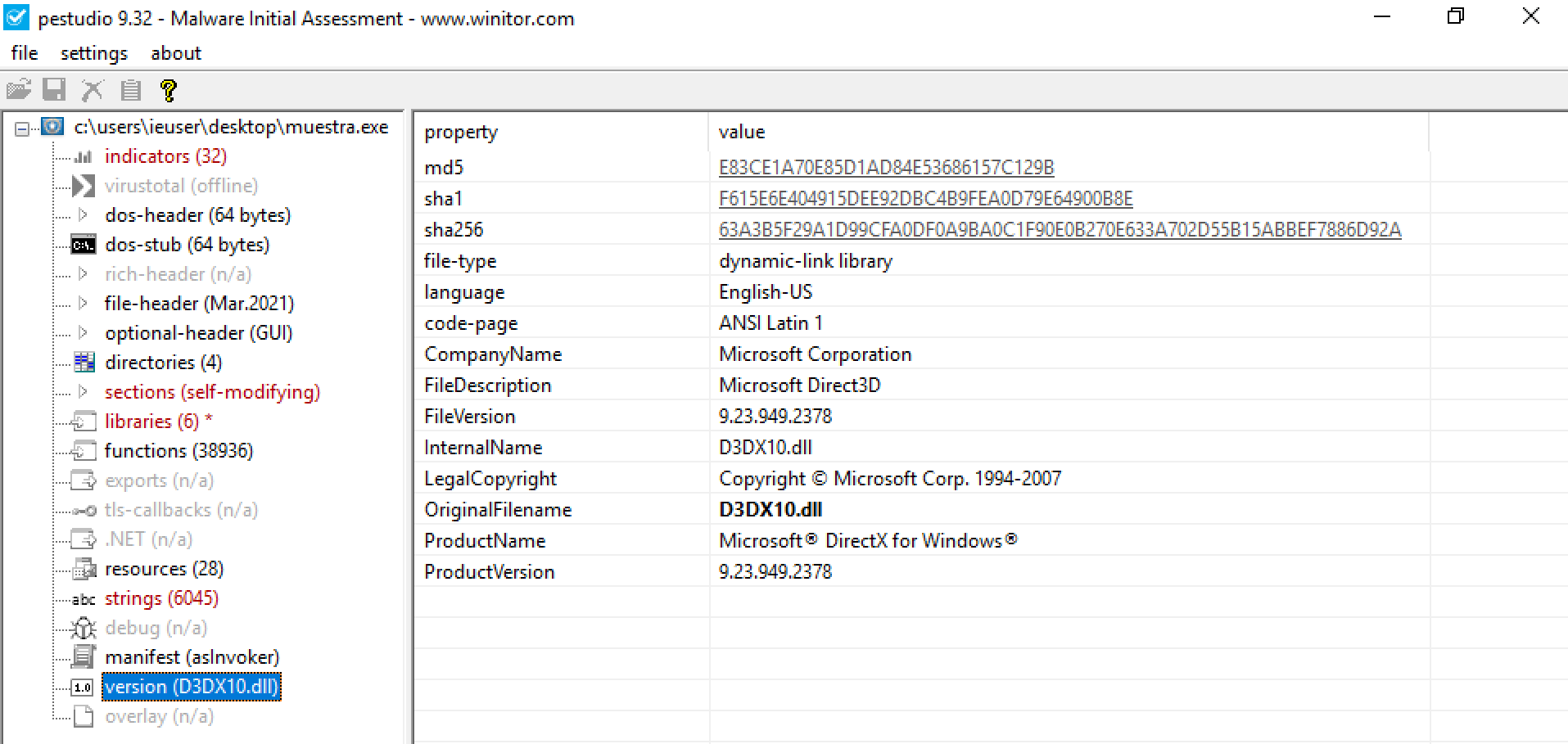 Metadatos PEStudio